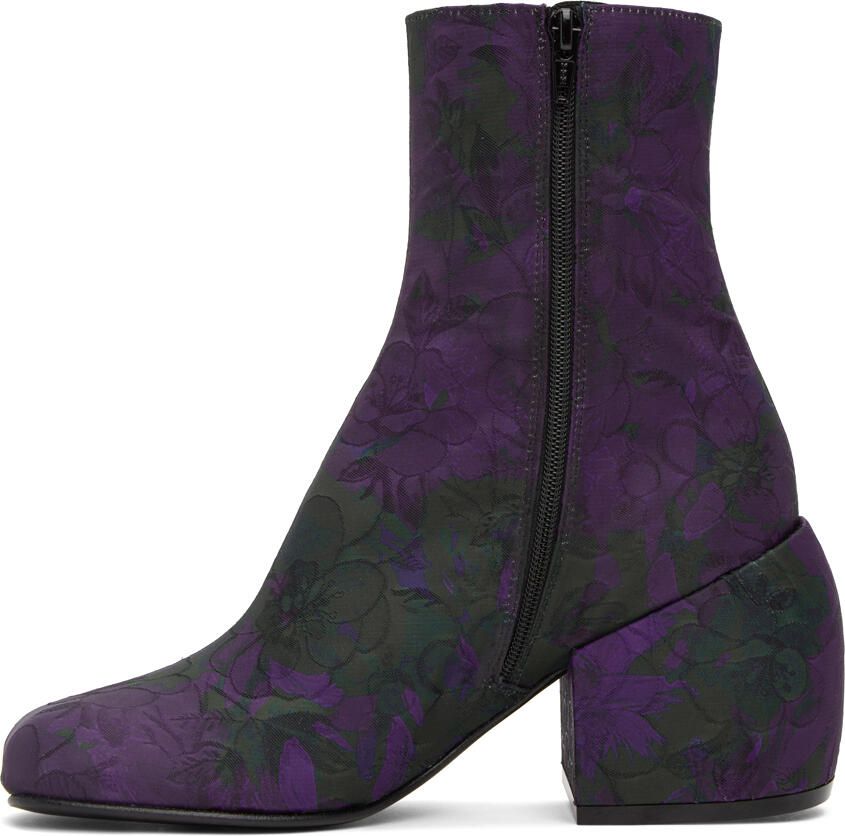 Dries Van Noten Purple Floral Zip Boots - Picture 2