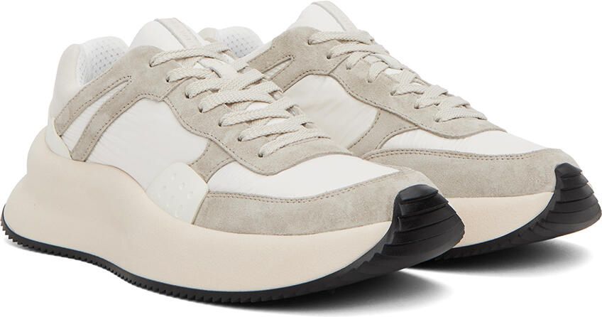 Dries Van Noten White & Gray Paneled Sneakers - Picture 2