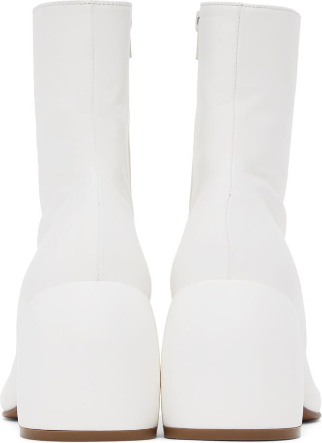 Dries Van Noten White Block Heel Ankle Boots - Picture 3
