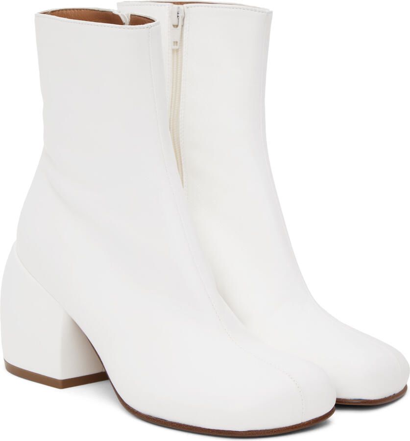 Dries Van Noten White Block Heel Ankle Boots