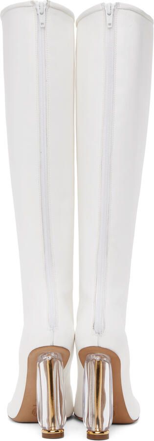 Dries Van Noten White Cylindrical Heel Boots - Picture 5