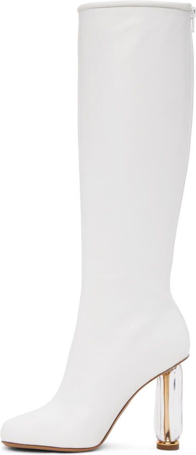Dries Van Noten White Cylindrical Heel Boots