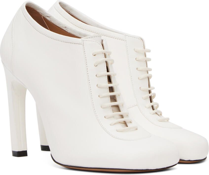 Dries Van Noten White Lace-Up Low Ankle Heels - Picture 2