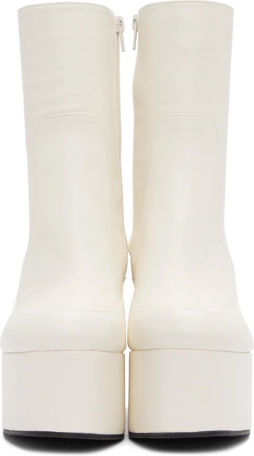 Dries Van Noten White Leather Platform Heeled Ankle Boots - Picture 5