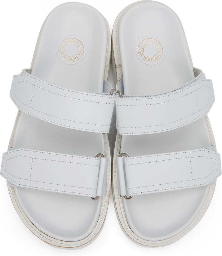 Dries Van Noten White Velcro Strap Sandals