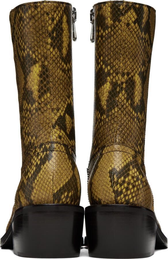 Dries Van Noten Yellow Snake Boots - Picture 3