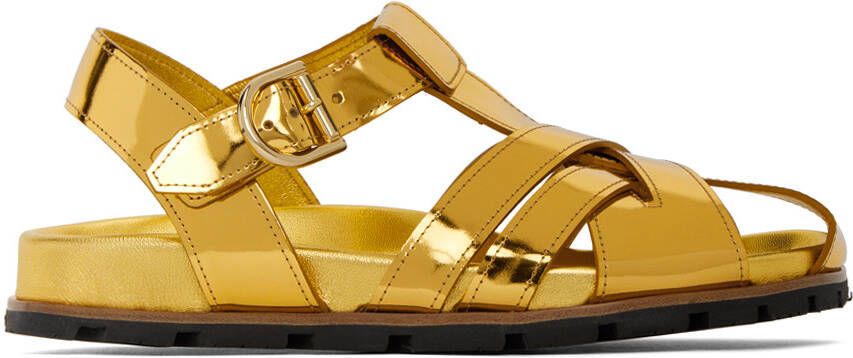 Dries Van Noten Gold Criss-Crossing Flat Sandals - Picture 5