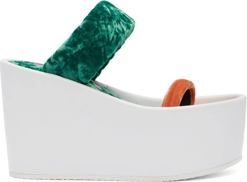 Dries Van Noten Green & Orange Chunky Heeled Sandals - Picture 5