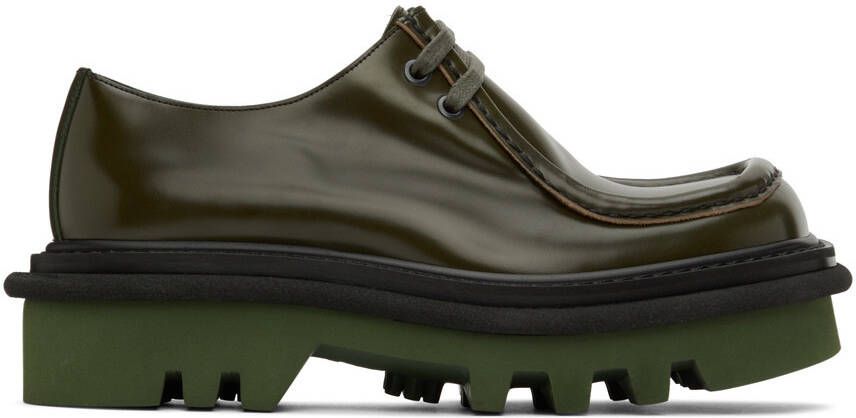Dries Van Noten Green Leather Derbys - Picture 5