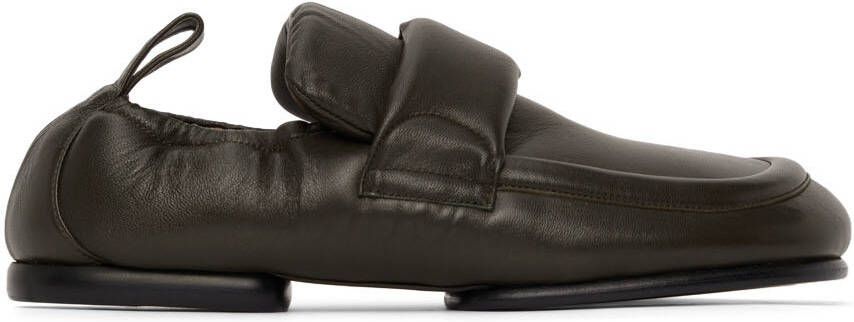 Dries Van Noten Green Leather Padded Loafers - Picture 5
