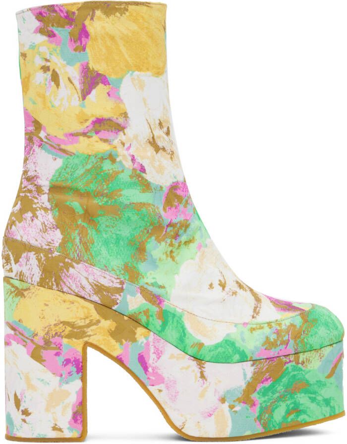Dries Van Noten Multicolor Floral Platform Boots - Picture 5