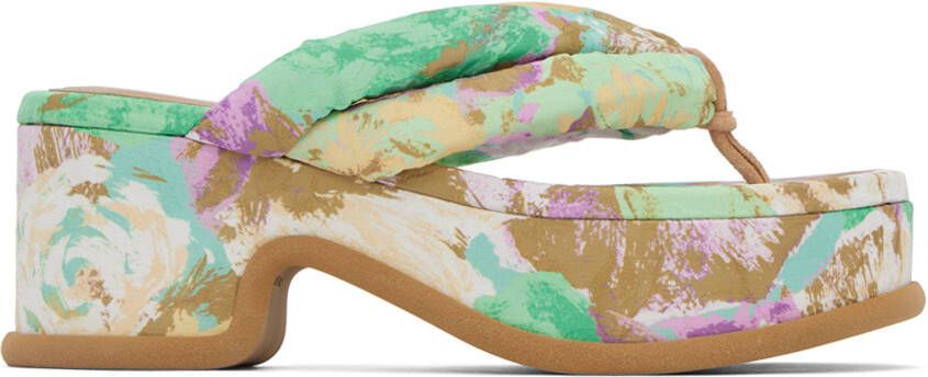 Dries Van Noten Multicolor Printed Platform Heeled Sandals - Picture 5