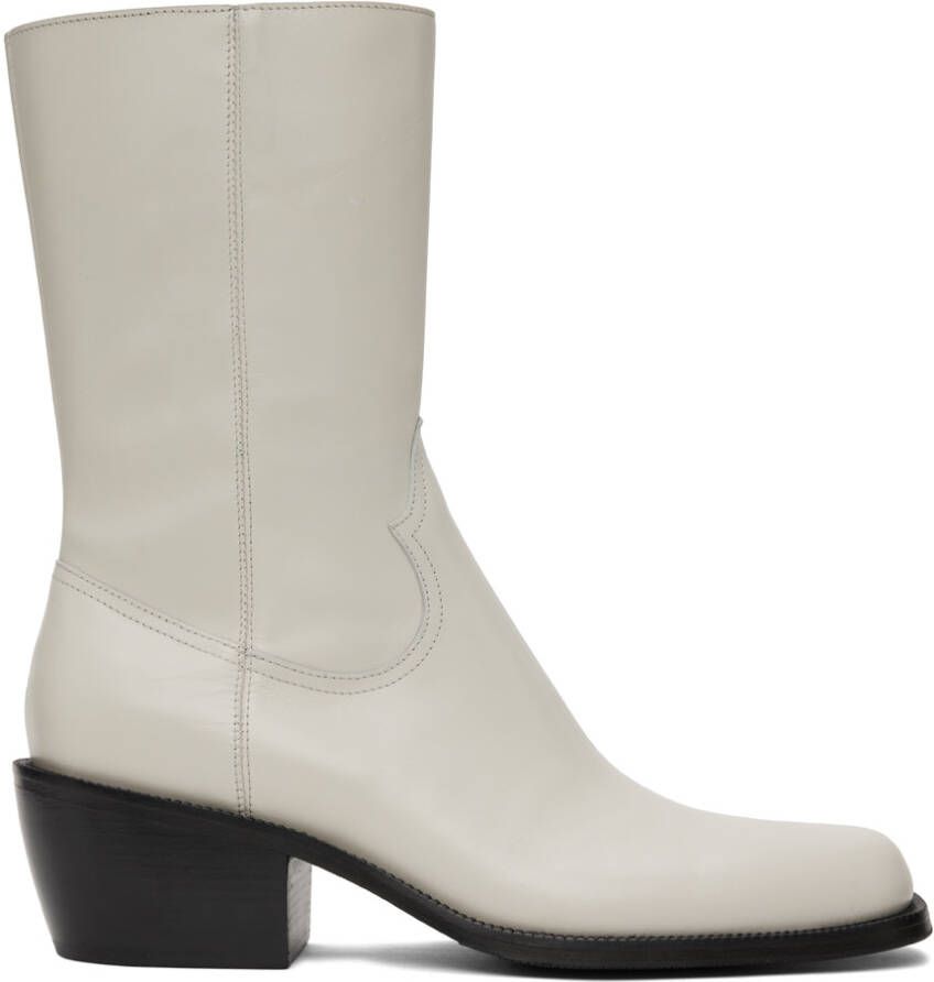 Dries Van Noten Off-White Zip Boots