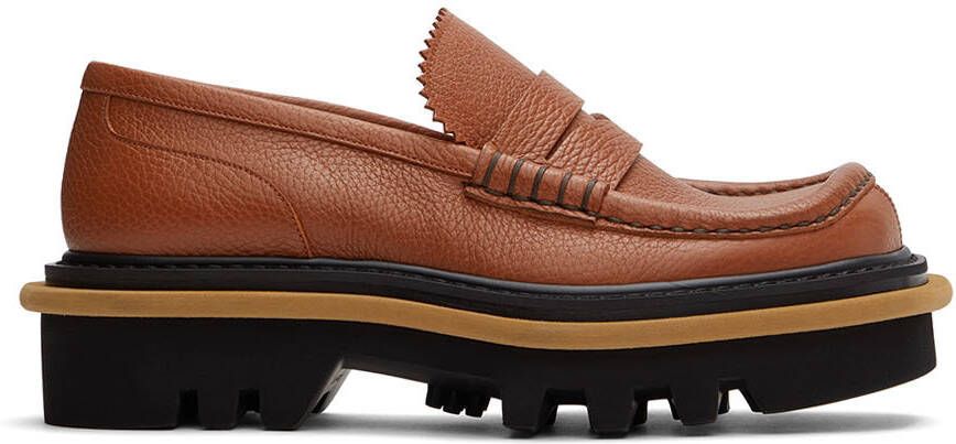 Dries Van Noten Orange Leather Loafers - Picture 5