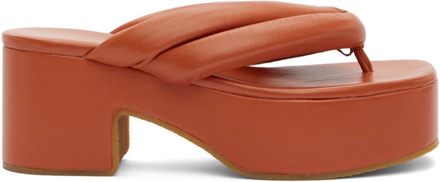 Dries Van Noten Orange Platform Thong Heeled Sandals