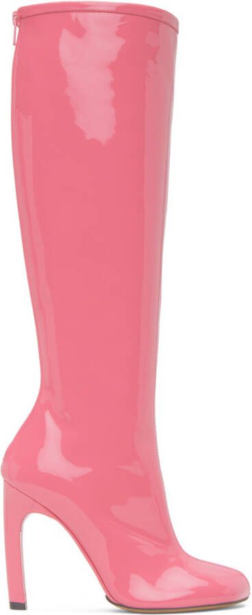 Dries Van Noten Pink Structured Tall Boots