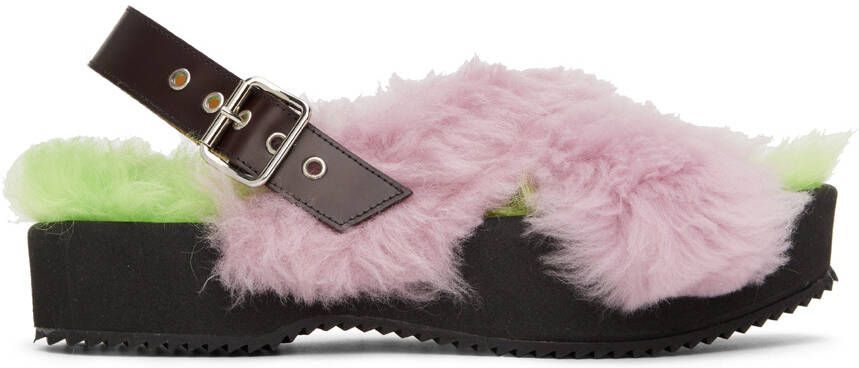 Dries Van Noten Purple Furry Sandals