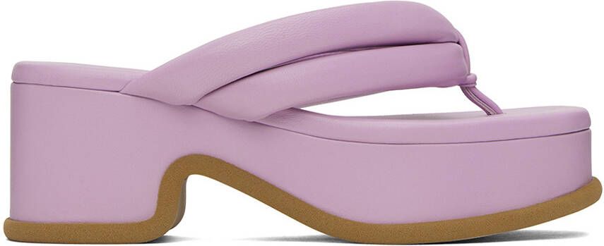 Dries Van Noten Purple Leather Heeled Sandals - Picture 5