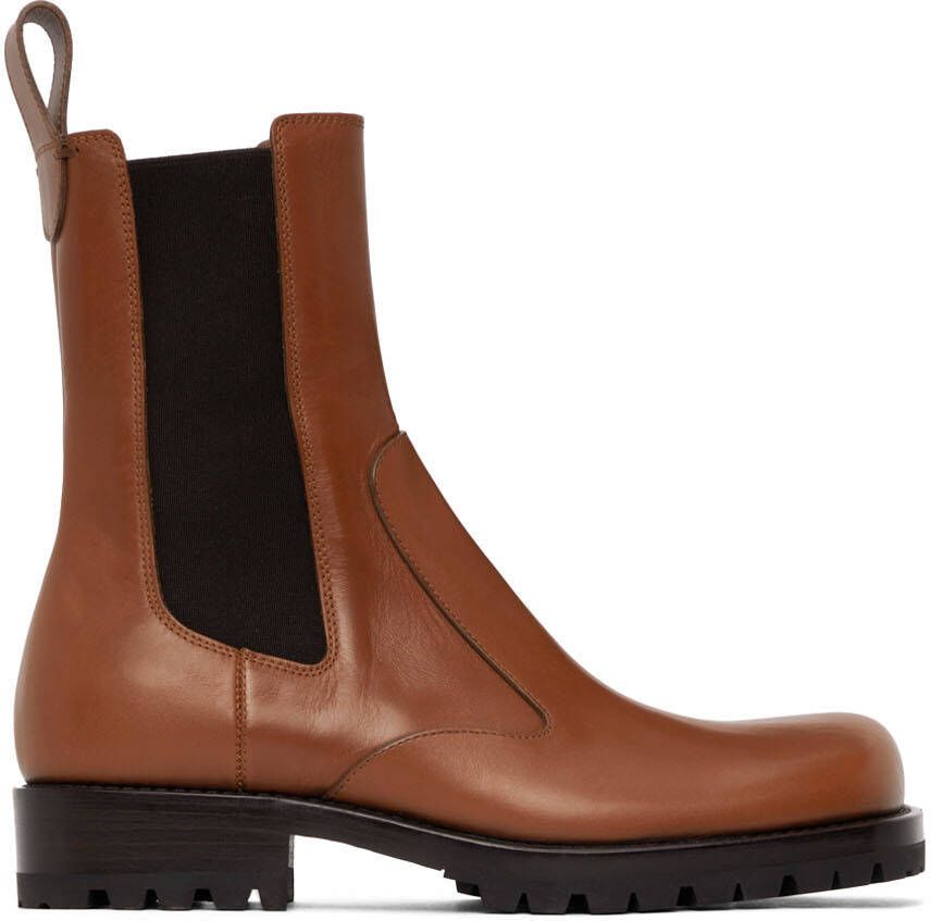 Dries Van Noten Tan Leather Chelsea Boots - Picture 5