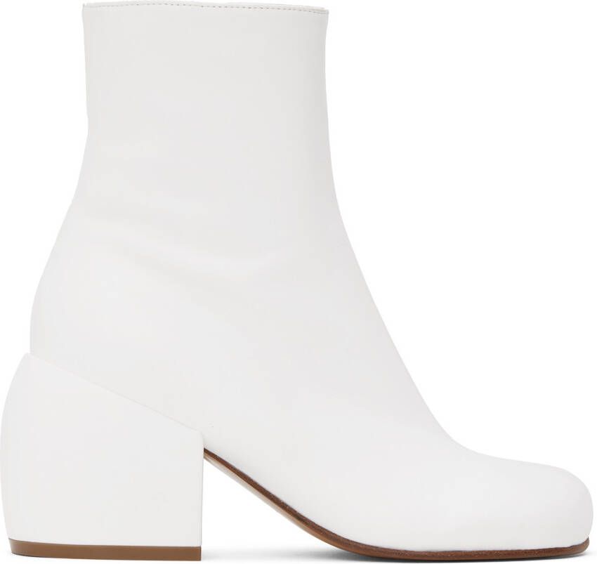 Dries Van Noten White Block Heel Ankle Boots - Picture 5