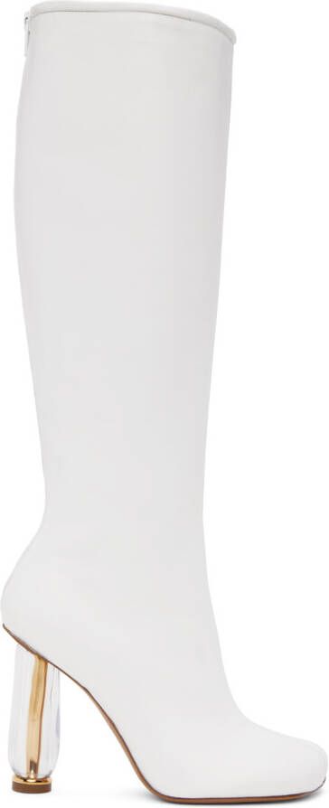 Dries Van Noten White Cylindrical Heel Boots - Picture 3
