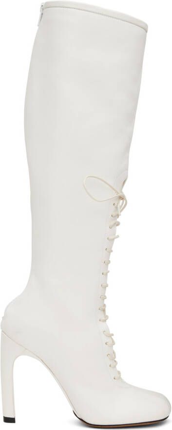 Dries Van Noten White Lace-Up Boots
