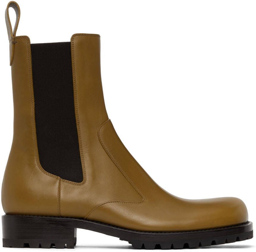 Dries Van Noten Yellow Leather Chelsea Boots - Picture 4