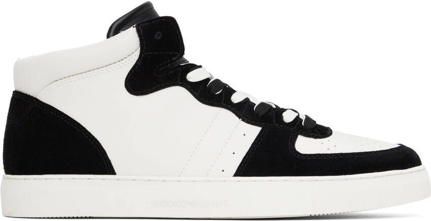 Emporio Armani Black & White Perforated Sneakers - Picture 5