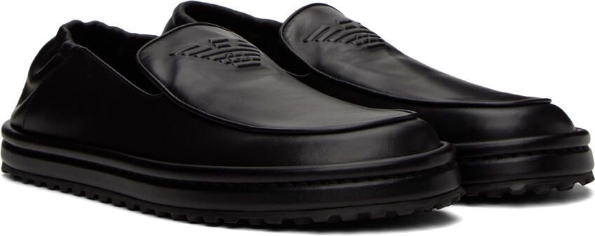 Emporio Armani Black Embossed Loafers - Picture 2