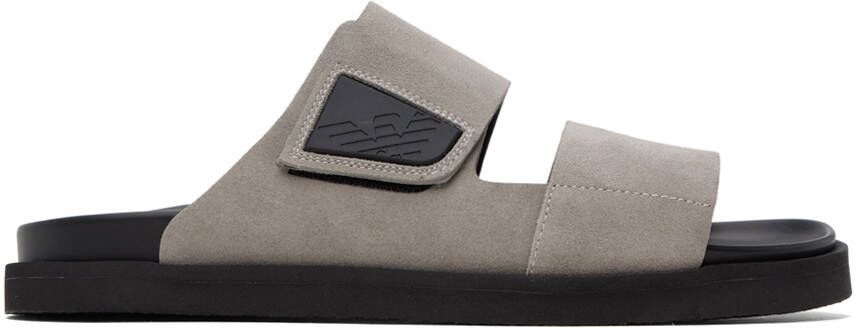 Emporio Armani Taupe Velcro Sandals - Picture 4