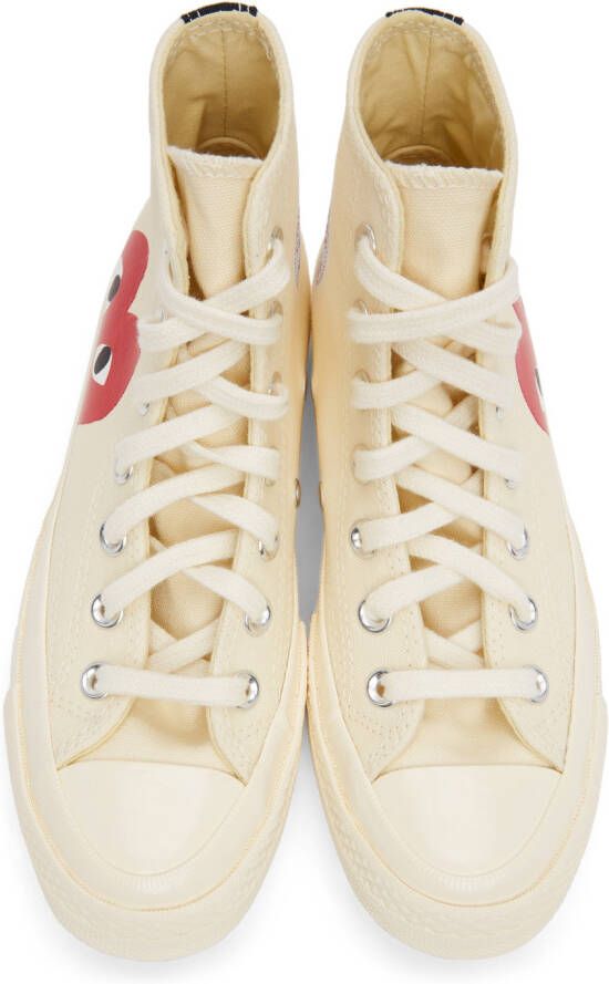 Comme des Garçons Play Beige Converse Edition Half Heart Chuck 70 High Sneakers