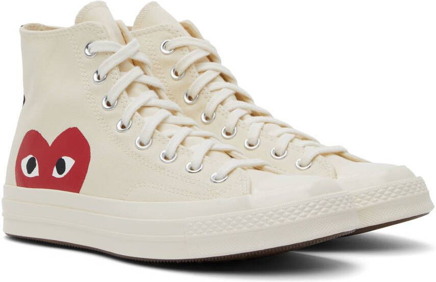 Comme des Garçons Play Beige Converse Edition Half Heart Chuck 70 High Sneakers