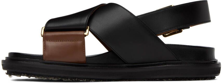 Marni Black & Brown Fussbett Sandals