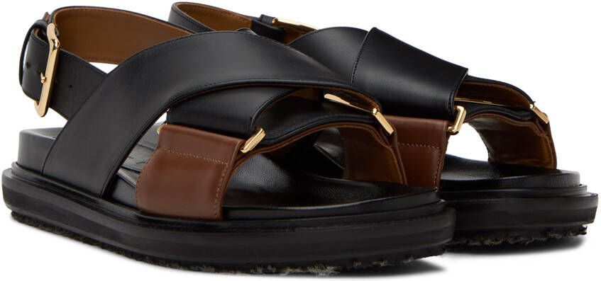 Marni Black & Brown Fussbett Sandals