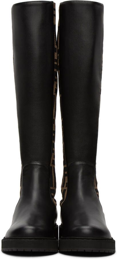 Fendi Brown & Black 'Forever ' Rockoko Tall Boots - Picture 2