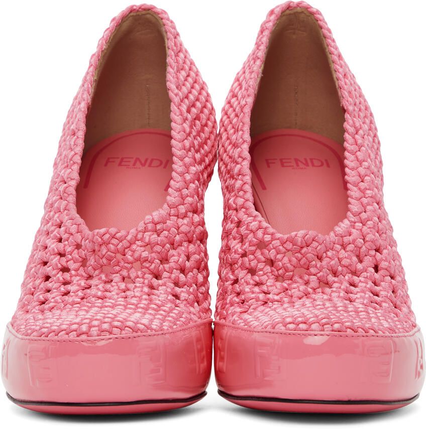 Fendi Pink Knit Stretch Heels - Picture 2