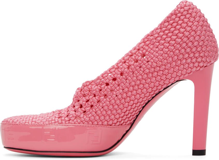Fendi Pink Knit Stretch Heels - Picture 3