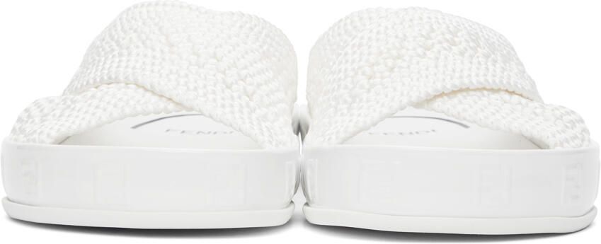 Fendi White Woven Slides - Picture 3