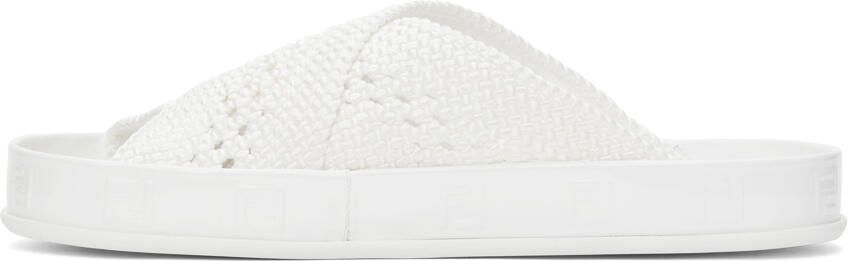 Fendi White Woven Slides - Picture 4