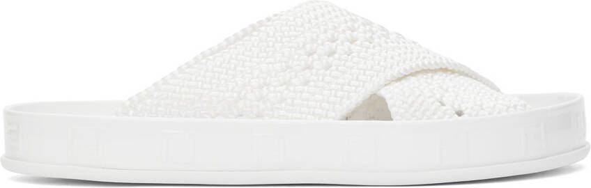 Fendi White Woven Slides - Picture 5