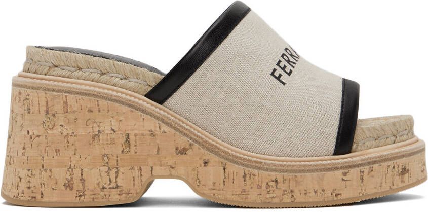 Ferragamo Beige Chunky Slider Sandals - Picture 5