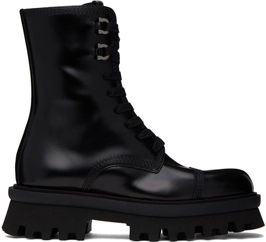 Ferragamo Black Combat Boots - Picture 5