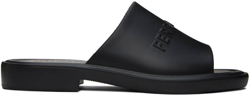 Ferragamo Black Embossed Sandals