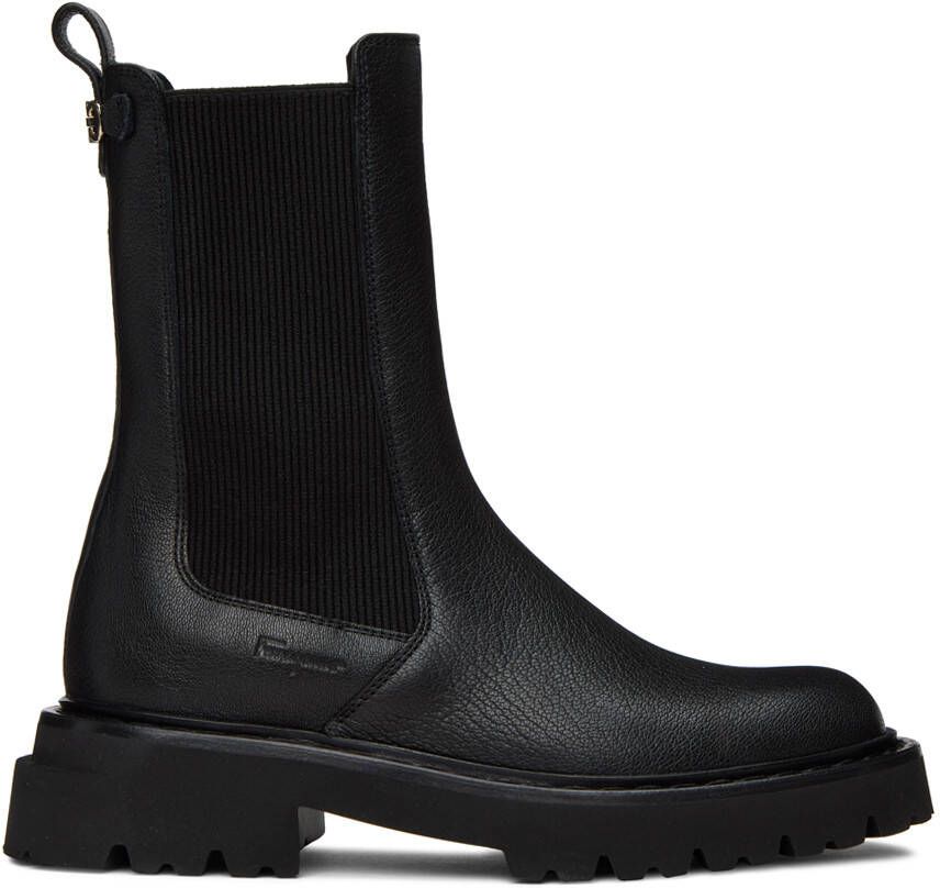 Ferragamo Black Double Gancini Chelsea Boots