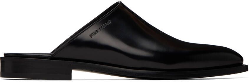 Ferragamo Black Square Toe Slippers - Picture 5