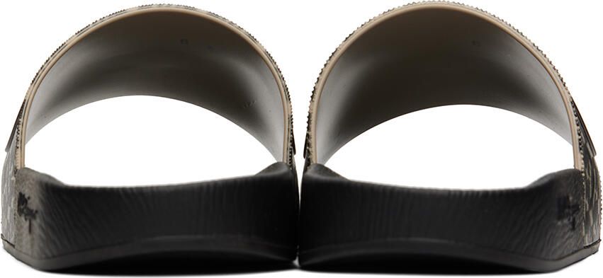 Ferragamo Beige & Black Gancini Slides