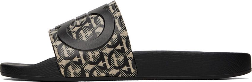 Ferragamo Beige & Black Gancini Slides - Picture 4