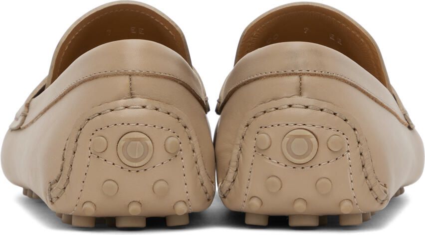 Ferragamo Beige Saddle Driver Loafers