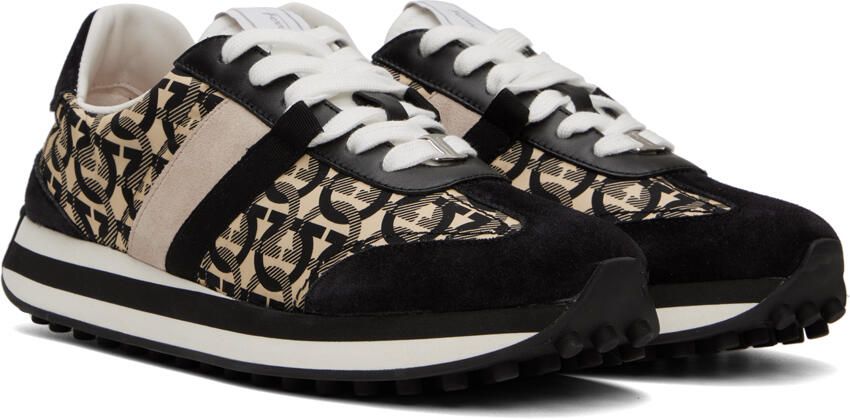 Salvatore Ferragamo Black & Beige Monogram Sneakers - Picture 2
