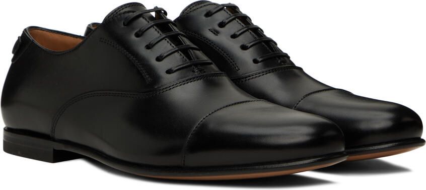 Ferragamo Black Button Oxfords - Picture 2